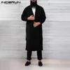 Indumenti da notte da uomo INCERUN Cotton Men Robes Tinta unita Manica lunga Homewear Fitness Accappatoi casual Vintage Risvolto Kimono Pigiama S-3XL