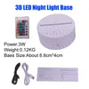 3D Gece LED Işık Lambası Taban + Uzaktan Kumanda + USB Kablosu, Akrilik Pleksiglas, Dekoratif Işıklar Için 16 Renk Işık Gösterisi Ekran Standı