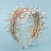 Efily Handmade Leaf Pearl Bridal Tiaras and Crowns for Women Hair Accessories Wedding Crystal Hair Jewelry Bridesmaid Headpiece X0625