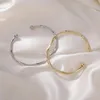 Braccialetto Gioielli semplici Forma d'onda Braccialetti in metallo color oro argento per le donne Accessori per le mani alla moda Regali per bracciali aperti