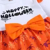 Kids Clothes Girls Halloween Bow Flying Sleeve Dress Infant Pumpkin Spider Print Princess Dresses Spring Autumn Boutique Fashion 1785 B3