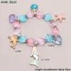 Ins Kids Jewelry Bransoletka Kolorowe Koraliki Cute Butterfly Mermaid Charms Design Princess Prezent