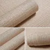 Fonds d'écran Texture de lin Papier peint autocollant amovible Tissu synthétique imperméable pour El Room Decor Beige4598975