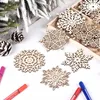 Christmas Decorations Set Of 24 Tree Pendant Wooden Snowflakes Hanging Tags Unfinished Ornament Winter Home Decor For DIY MDJ998