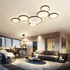 Modern Acrylic & Metal LED Ceiling Lamp Black Round Rings Aisle Parlor Bedroom Restaurant Cafe Lighting Fixture Lights