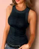Femmes Plaid Débardeurs Été O-Cou Sans Manches Top Lâche Casual Sports Gym Fitness T-shirt Plus Taille Noir Bleu 210604