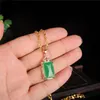 Natural Myanmar Green Jade Pendant med 925 Sterling Silver Rose Gold Pendants Halsband Lägg till kedja Jade Jewel Jade Halsband302J