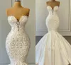 2022 Sexy Wedding Dresses Mermaid Brial Gown Sweetheart Satin Tulle Crystal Beaded Luxury Formal Bride Dress Custom Made Vestidos De Novia