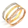 Top Quality Stainless Steel Zinconia Lovers Bracelets & Bangles for Men Women 3 Colors Beautiful Love Bangles Best Gift Q0717