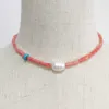 2020 süße Mode Halskette Rosa Korallen Perlen Süßwasser Perle frauen Kleidung Dekoration Zubehör Valentinstag Geschenke