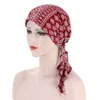 Pre-bundna kvinnor muslim hijab strech cancer kemo blomma tryck hatt turban cap cover hår förlust huvud halsduk wrap headwear bandana ny