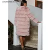 Kvinnors Fur Faux Lugentolo Long Coat Kvinnor Plus Storlek Tjock Varm Vinter Fashion Wide-Waisted Open Stitch O-Neck Teddy