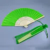 Chinese Fold Fans Solid Color Folds Fans Summer Handheld Wood Fan With Yarn Bag Wedding Party Gift Home Desktop Decoration BH6213 TYJ
