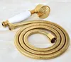 Gold Finish Brass&Ceramics Telephone Shower Head & 1.5 m Hose Handheld Sprayer Shower Set Nhh045 H1209