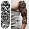 Tribal Maori tillfällig tatueringshylsa för män kvinnor vuxna varg lejon tatueringar klistermärke svart stor sköldpadda tiki falska tatoos leveranser3121862641