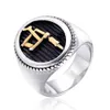 fashion stainless steel pistol rings Punk retro pop men's gesture Rifle gun pattern gothic ring gold silver