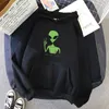 Alien nós aqui fora Imprimir Suétria Oversized Mulheres Kawaii Hoodies Roupas Hoody Luva Full Manga Harajuku Estilo Coreano Tops 201126