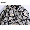 Giacche da donna MOYATIIY Donna 2021 Fashion Daisy Giacca con stampa floreale Cappotti Cappotti imbottiti sottili retrò Manica lunga Top da donna Capispalla