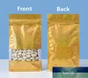 50pcs Laser Gold Aluminum Foil Window Bag Resealable Holographic Biscuit Sugar Coffee Beans Snack Nuts Gifts Packaging Pouches Factory price expert design Quality