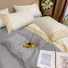 Sängkläder sätter vinter nordiska ljus lyx enkel dubbel färg bomull hushåll enskilt täcke täcke kudde 4 st.