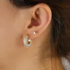 Hoop Huggie Turquoises Stone Paved Luxury Mini Earrings With Gold Silver Color Plated Moon Shape Earring For Women Wedding3970063