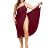 Robes décontractées femmes robe de plage Sexy fronde porter Sarong Bilini couvrir chaîne paréo dos nu maillots de bain Femme 5XL grande taille rayure