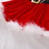 MaBaby 6M-4Y Weihnachten Baby Mädchen Kleid Weihnachten Rot Samt Plüsch Tutu Party Kleider Für Mädchen Neujahr Kostüme 210315