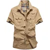 M-6XL Big Plus Size Men's Summer Short Sleeve Cargo Shirts military Breathable Cool 100% Cotton camisa social masculina 210721