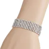 Bracelet de luxe multicouche en strass cristal pour femmes, bracelet de mariée en argent 925 plaqué or, bijoux à la mode, cadeaux de fête 1290542