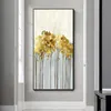 Duży rozmiar Nordic Vintage Abstract Golden Rich Drzewo Plakat Płótno Malarstwo Wall Art Zdjęcia dla salonu Cuadros Home Decor