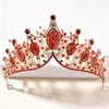 Perline di cristallo rosso fatto a mano vintage barocco Diademi nuziali Corone di strass Diadema Fasce per capelli Gioielli per capelli da sposa per feste