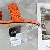 Kvinnors Sandaler Fashion 2021 Sommar Ny smalband Handvävda regnbåge Färg Högklackade Kvinnors Tofflor Utan 7,5 cm x0526