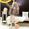 SURMIITRO Oversized Cardigan Women Autumn Winter Korean Floral Long Sleeve Sweater Female Knitted Jacket Coat Knitwear 210712