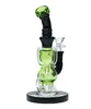 Vintage 8inch Recycler Glass Bong Water Smoking Hookah pipe couleur noire Matrix perc Bubbler Heady Oil Dab Rigs peut mettre le logo du client