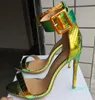 Женская женская шпилька на высоких каблуках с сандалиями на каблуках Граница Градиент Градиент кожа сексуальные летние туфли вечерние вечеринка настоящие фото