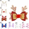 Jul hårnål Glitter Deer Princess Barrettes Xmas Big Bow Hair Clip Party Supplies Tillbehör Flickor Gåva 8 Design Valfri BT6684