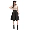 Neophil Winter Women Женщины Pu Faux Leather Midi Black юбка с высокой талией винтажная теплая густая юбка для фигуриста XXL Femme Jupe S9110 210315