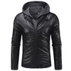 Mode mens varm jacka fake två dragkedjor knapp dekoration jackor pocket trim långärmad hoodie utomhus slitage