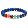 Zroszony, Nici Bransoletki Biżuteria Przyjazd 7 Chakra Urok Dla Kobiet Mężczyźni Colorf Natural Stone Healing Crystals Koraliki Łańcuchy Wrap Bangle Fashio