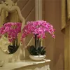 Sztuczny Duży Rozmiar PU Prawdziwy dotykowy Czeczuć Selekcyjna ostrość Orchidea Kwiat układ Bonsai Kwiat TYLKO WASE Luksusowy bukiet kwiatów Y200104