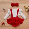 赤ちゃんバレンタインデーの赤い服セット新生児のスカートスーツの女の子ニットフリルロンパーの弓ショーツ秋の服20220224 H1