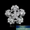 Rinhoo Cristal Prata Banhado Flor Brooches Rhinestone Broche Pins Mulheres Homens Festa de Casamento Banquete Buquê Buquê Bocalho Jóias Preço de Fábrica Preço Qualidade