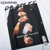 Tshirts Streetwear Mężczyźni Hip Hop Harajuku Devil Human Heads Drukuj Krótki Rękaw Bawełniane Koszulki Casual Luźne Teees Topy 210602