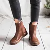 DRKANOL Vintage plat femmes bottes automne hiver bout rond fermeture éclair arrière hiver chaud imperméable bottines femmes plate-forme chaussures Y0914