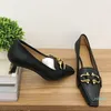 2021 New Top Fashion Womens High Heels Dress Shoes WIth Golden Horse Buckle Accessories Australia Soft Calf Skin Wedding Shoes