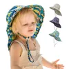 Chapeau de soleil à large bord pour enfants, casquette seau pour enfants, plage d'été, filles, voyage en plein air, mode, mignon imprimé garçon, chapeaux de soleil décontractés