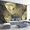 Custom 3D Mural Wallpaper Murals Modern Fashion Abstract Golden Feather Living Room Sofa TV Background Wall Paper Bedroom Decor