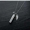 Pendant Necklaces High Polishing Tube Cremation Coming With Birthstone And Fashion Wing Charm Pet/ Human Necklace Set