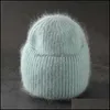 Beanie/Skl Caps Hats & Hats, Scarves Gloves Fashion Accessories Rabbit Fur Fluffy Soft Winter Hat For Women Cashmere Wool Cap Female Knitted