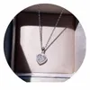 Pendant Necklaces Luxury Female White Crystal Necklace Vintage Silver Color Wedding For Women Trendy Love Heart Chain